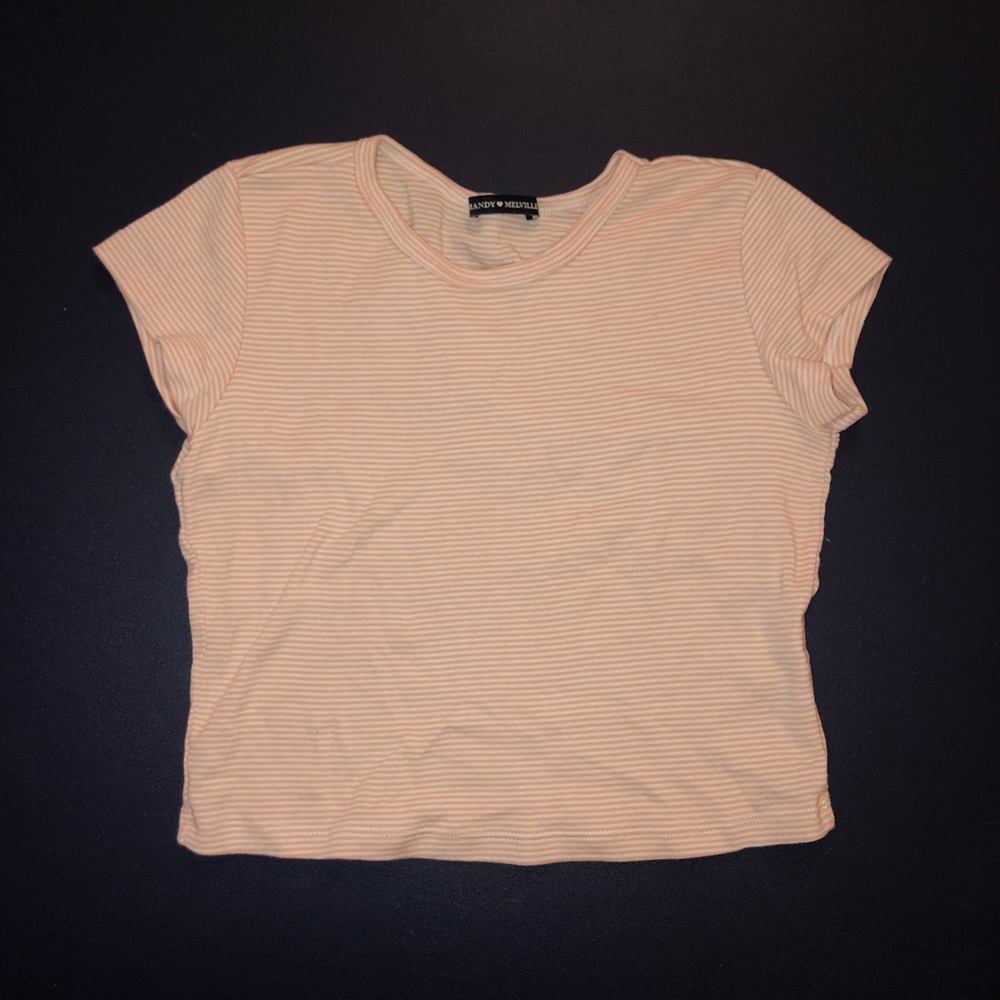 Brandy Melville pink & white stripped cropped tee